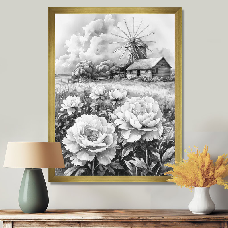 Ginnie - impressions murales florales, H 40 po x l 30 po, Reproduction encadrée d'une seule photo, Doré
