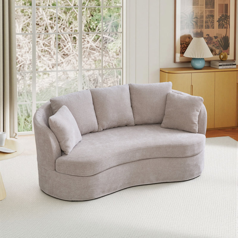 Canapé surdimensionné de 73,82 po avec housses et coussins, Taupe