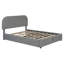 Lit plateforme tapissier Teddy avec système de rangement hydraulique, gris