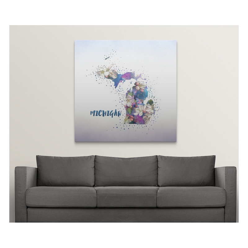 « michigan state fleur (pomme fleur) », impression, H 35 po x l 35 po x P 1,5 po, Toile