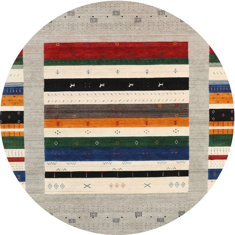 Tapis beige / rouge Bjarni, Rond 8 pi