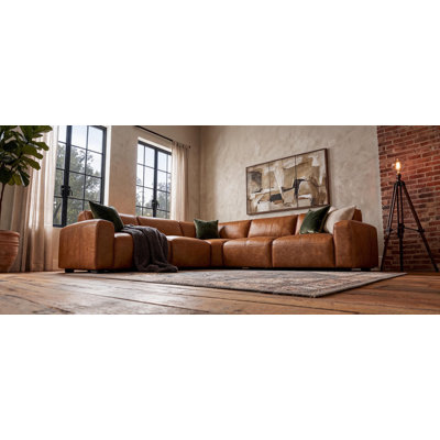 Canapé modulaire en cuir fleur Fernagh
