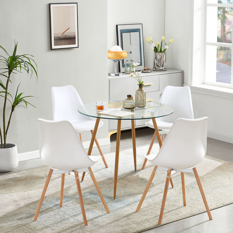 Ensemble repas pour 4 personnes Ivyonna, Blanc, Chêne