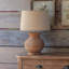 25.5" Wood Table Lamp With Beige Shade