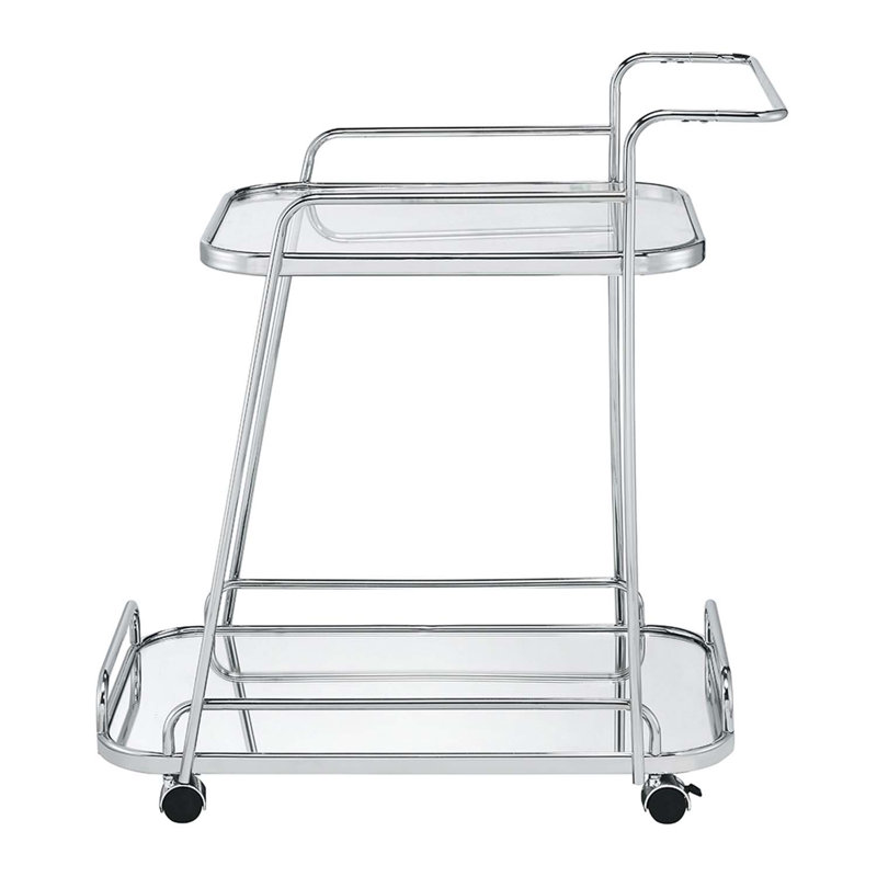 Chariot de service Aegis, verre transparent et finition chromée