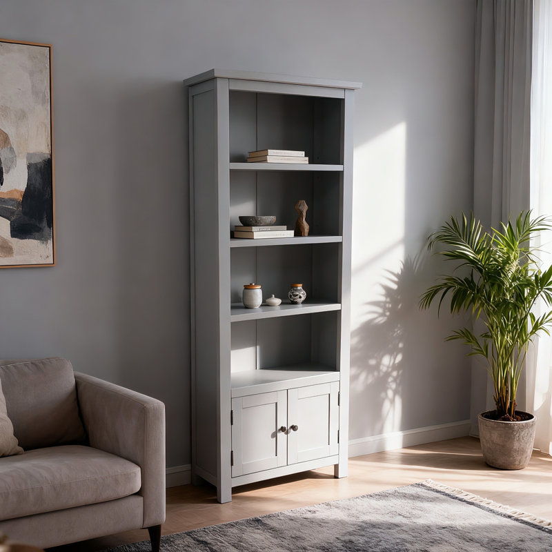 Arise-Sun High Bookcase with Cupboards, Gray