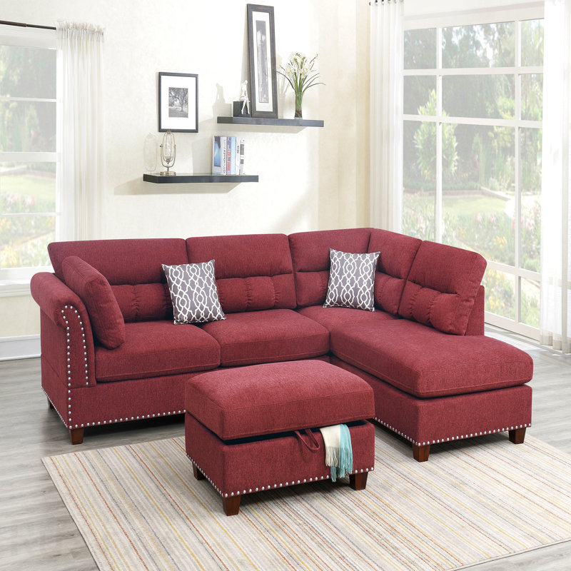 Canapé modulaire en velours rouge # F6419