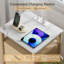 20" Large Nightstand Set of 2 with Charging Station, Solid Round Post Legs, 2 Drawers End Table with Open Shelf-118662941-118662945