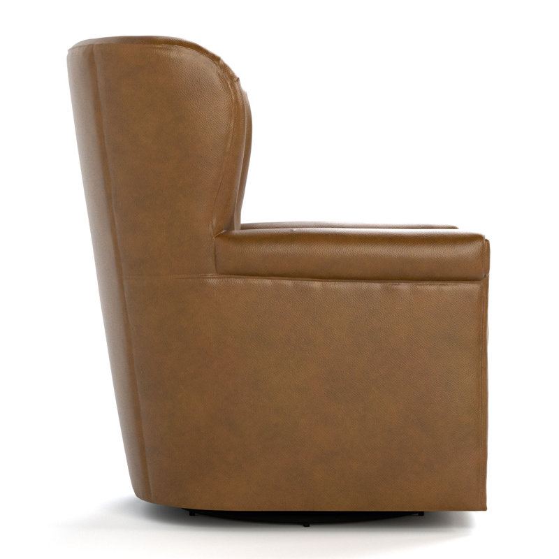 Hudson Valley Leather Swivel Wingback Chair