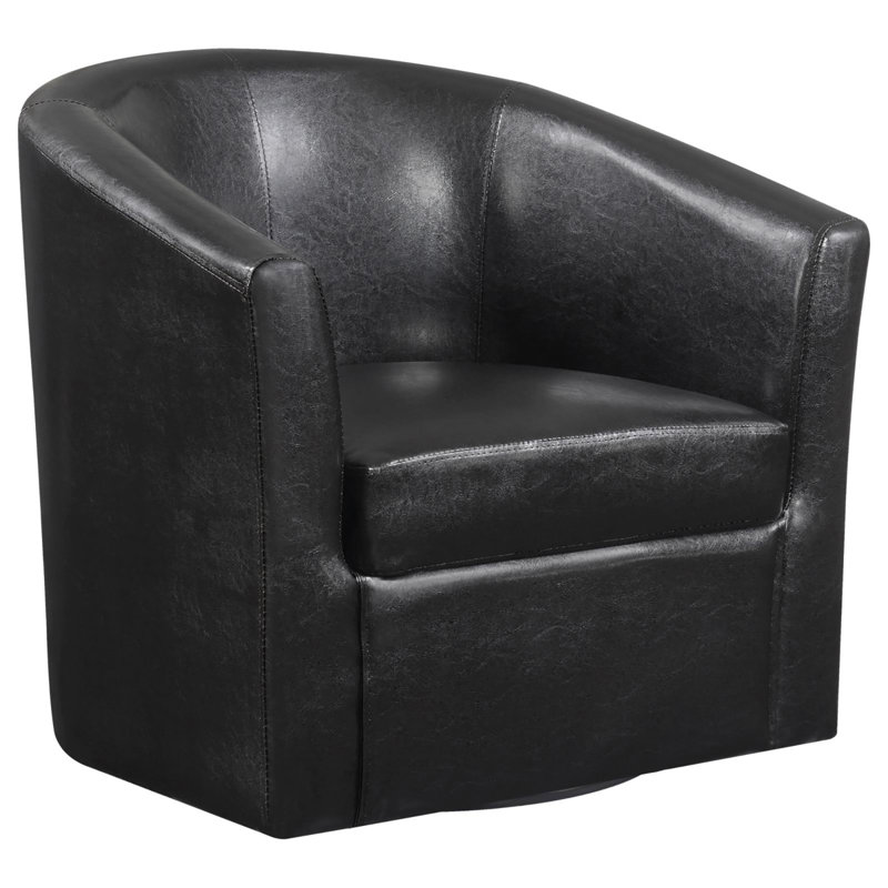 Fauteuil demi-tonneau pivotant de 29,5 po Melvyn, Simili cuir brun foncé
