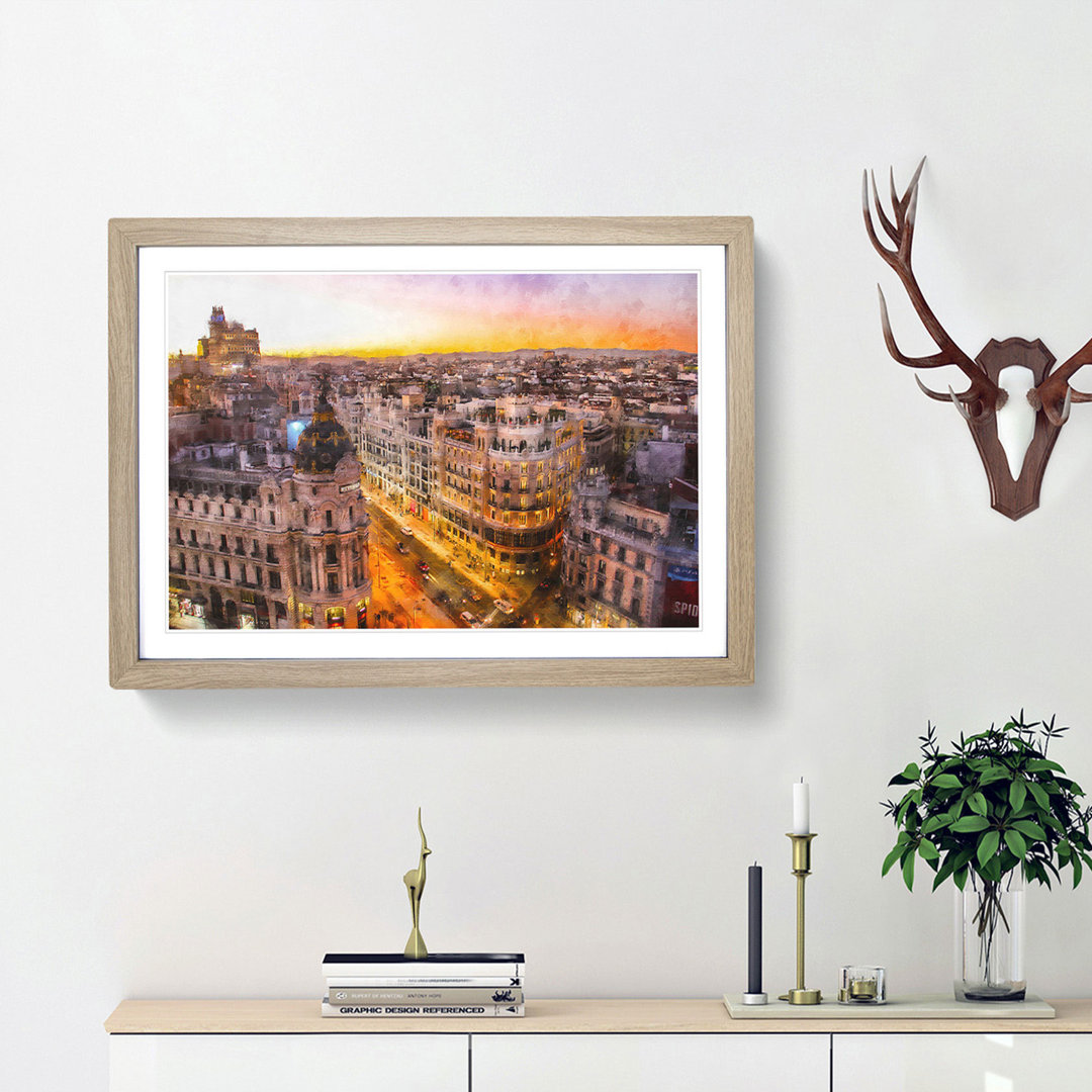 Calle Gran Via in Madrid Spain - Picture Frame Graphic Art Print