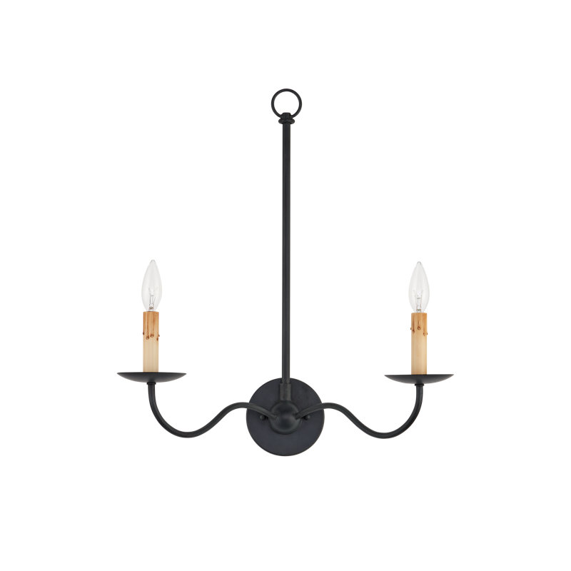 Saxon Double-Light Black Wall Sconce, Zanzibar Black
