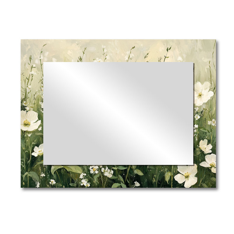 Fleurs blanches blanches au printemps Bloom II - Art mural miroir fleurs sauvages - imprimé sur métal, 30 po x 40 po