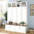 76.7''H Farmhouse Hall Tree with Bench and Cabinet, 4-in-1 Entryway Bench with Coat Rack, Modern Entryway Storage Organizer with Open Cubbies & Hooks for Hallway, Entryway, Living Room-129607262