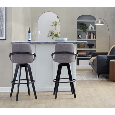Contemporary Swivel Bar Stool Set with Metal Footrest