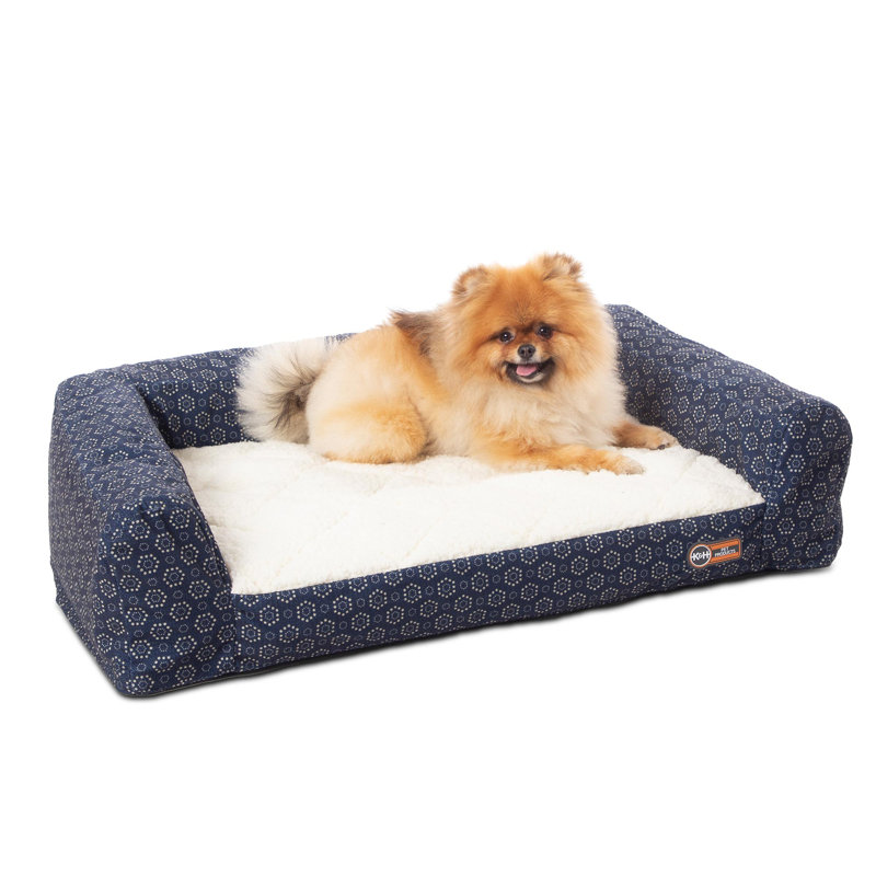 Small Navy Orthopedic Outdoor Pet Sofa Bed with Quilted Fleece
