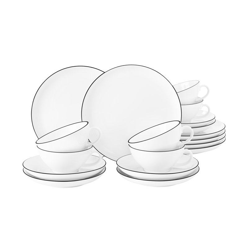 Lido 18 Piece Porcelain Tea Set for 6 People