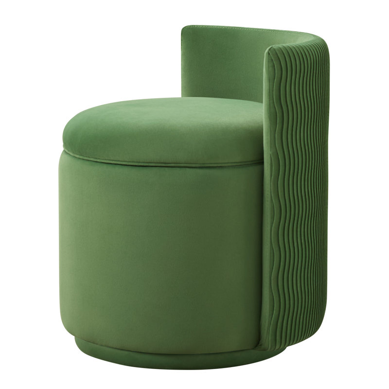 Fauteuil demi-tonneau pivotant rembourré avec rangement, H 23 po x l 18,5 po x P 18,5 po, Velours vert