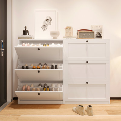 36-Pair Shoe Storage Cabinet, Freestanding Shoe Organizer with Adjustable Shelves, Narrow Shoe Rack Cabinet for Entryway, Hallway, Living Room