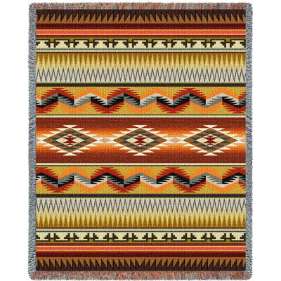 Couverture Pure Country Weavers Sandoval Earth - Inspiration amérindienne du Sud-Ouest - Jeté en tapisserie tissée en coton - Fabriqué aux États-Unis (72 x 54)