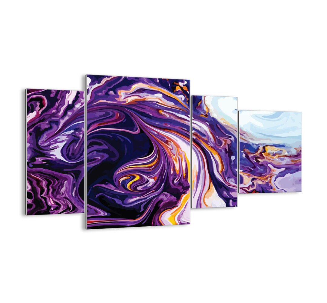 4-tlg. Glasbilder-Set Fold in Violet