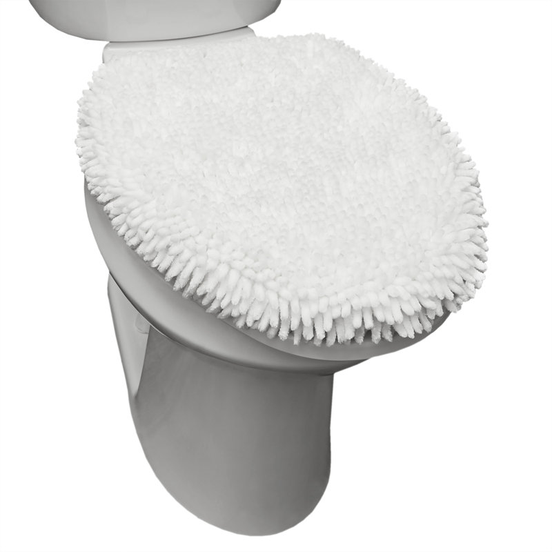 TOWN & COUNTRY BASICS Spa Step Noodle Solid Bathroom Washable Toilet Lid, White