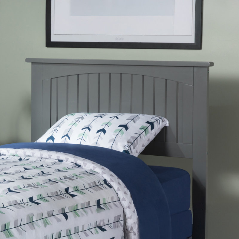 Tête de lit à panneau universel en bois massif avec chargeur d'appareil amovible Kindig, Simple, Gris