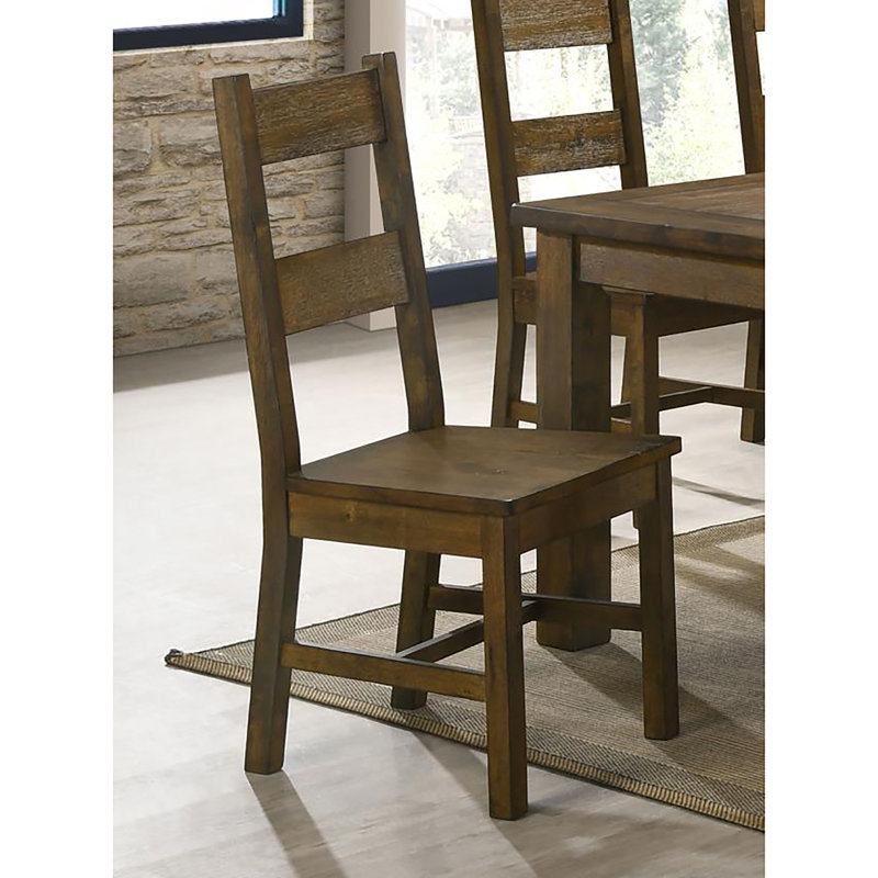 Chaises de salle à manger rustiques à dossier en échelle brun doré