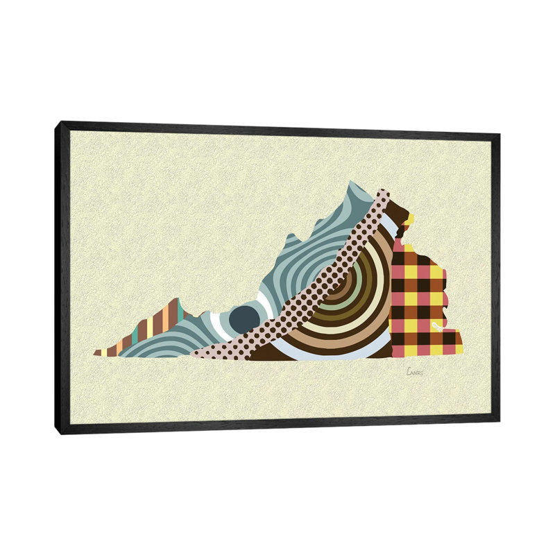 Virginia State - Print on Canvas, 45.72cm H x 66.04cm W x 3.81cm D, Black Floater Framed