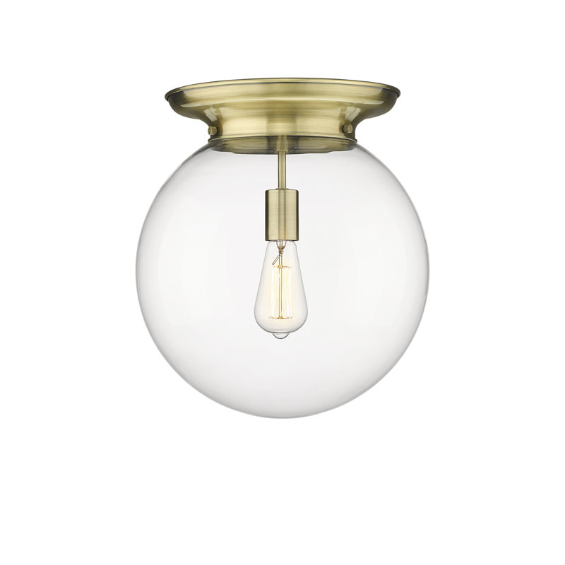 Plafonnier encastré 16 lumières 1 lumière Alfonsa, Laiton antique, H 15,25 po x l 14 po x P 14 po, Transparent