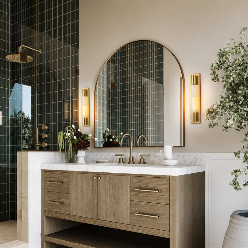 Flush Mounted Ribbed Glass Wall Sconce