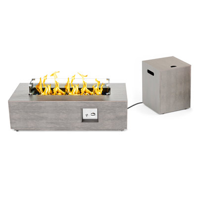 42" Propane Gas Fire Pit Table 50,000 Btu Includes Windshield, Lid,Waterproof Cover And Tank Storage Table