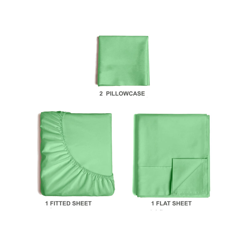  Premium Luxury 4 Piece Rayon from Bamboo Sheet Set, Twin Sheet Set with 2 Pillowcases, Mint