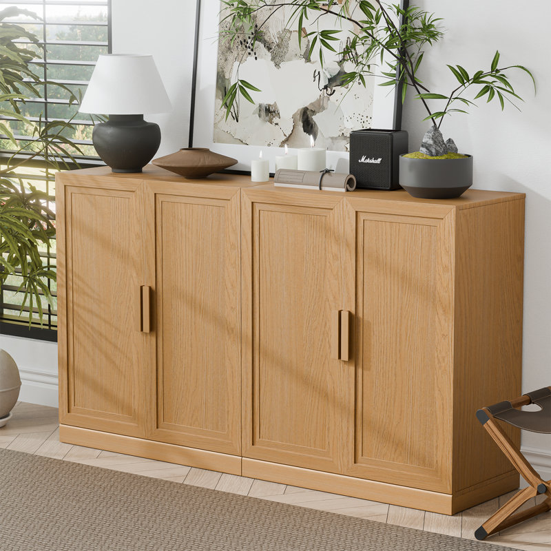 Buffet 62 po avec tablettes réglables Mancilla, Naturel