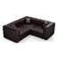 Ensemble de canapé modulaire en forme de L 75,1 po, canapé modulaire rembourré en similicuir 3 places avec conception touffetée à la main pure, 3 coussins, combinaison multiple pour le salon