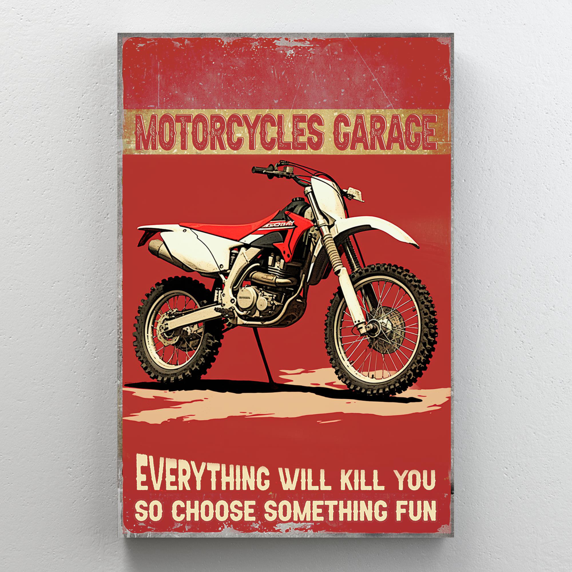 Trinx Motorcycles Garage - 1 Piece Rectangle Graphic Art Print On ...