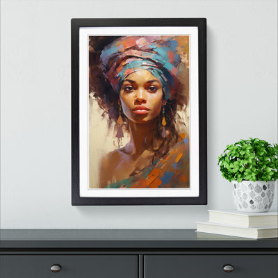 XYZ-FRM-V1223-1774 African Woman Impressionism - Single Picture Frame Print on Wood