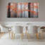 Ensemble de 3 tableaux sur toile tendue représentant une forêt d'automne aux feuilles orangées, idéal pour décorer le salon, la chambre ou la maison.-428179371