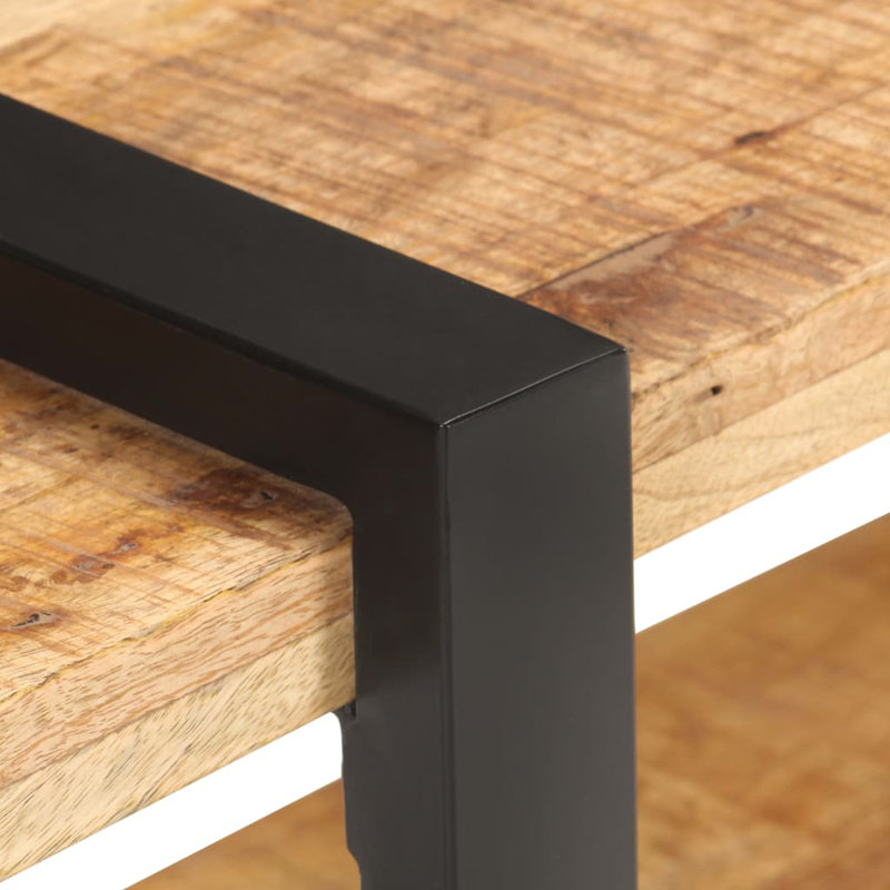 Bedside Cabinet 19.7" x 15.7" x 15.7" Rough Mango Wood, Oak/Black