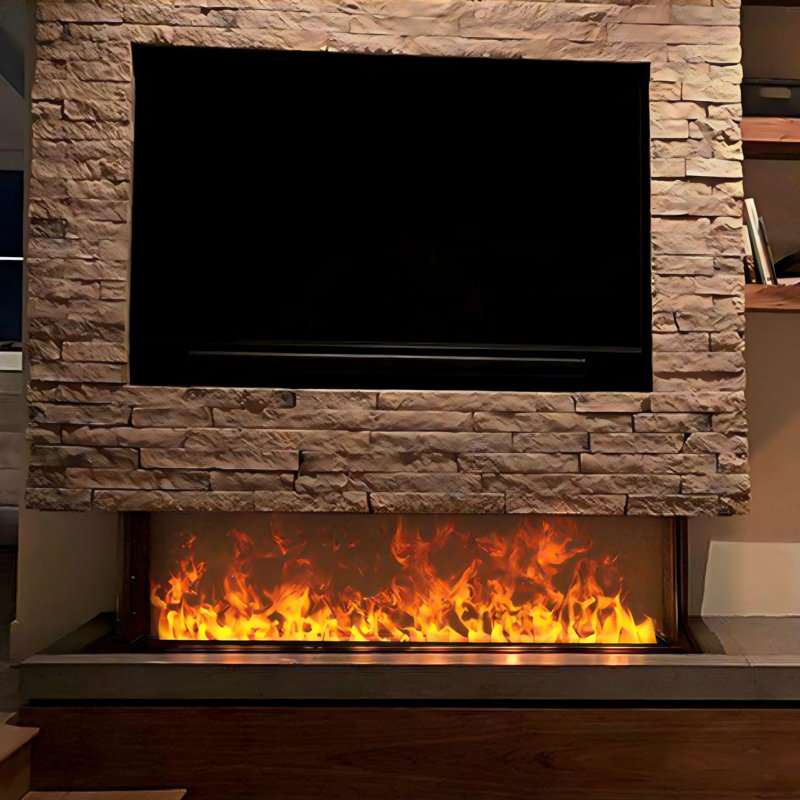 Foyer électrique encastré 23,62 "avec flamme simulée à brume atomisée 3D et humidificateur intégré
