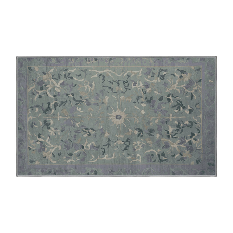 Machine Washable Gray Area Rug, Rectangle 7' x 10'