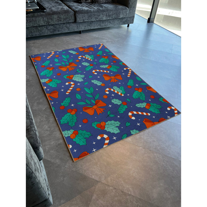 Tapis multicolore multicolore à thème de Noël, Rectangle 3'9.81" x 4'11.06"