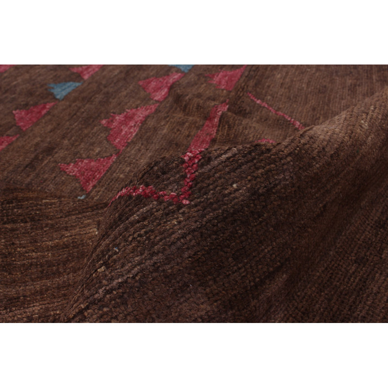 Tapis de zone en laine shalimar brune 6 pi 1 po x 8 pi 8 po main one-of-kind noué la 2010 Céline
