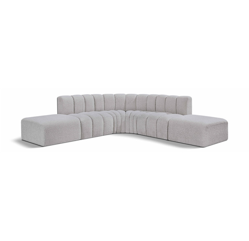 Canapé et chaise rembourrée Issic, Tissu gris bouclé
