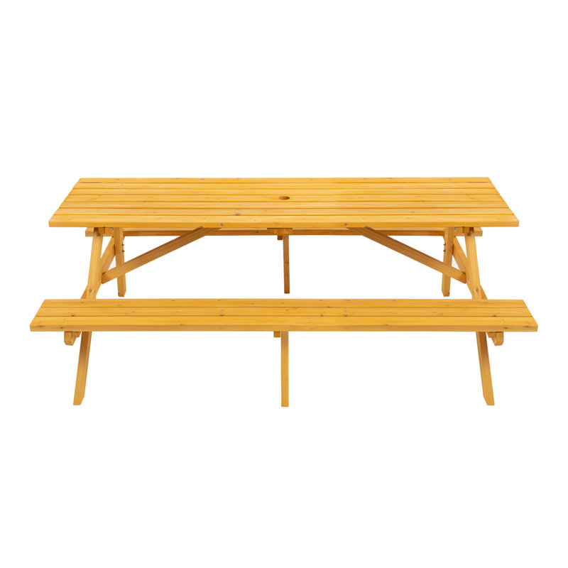 Table de pique-nique en bois brun pour 8 personnes, table de camping pour l'extérieur avec 2 sièges, jardin, bricolage avec 2 bancs intégrés, capacité de 2220 lb