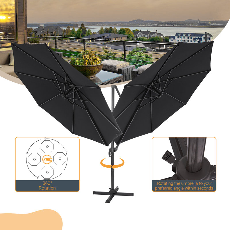 Parasol en porte-à-faux 132,1 po Sabaha, Gris anthracite