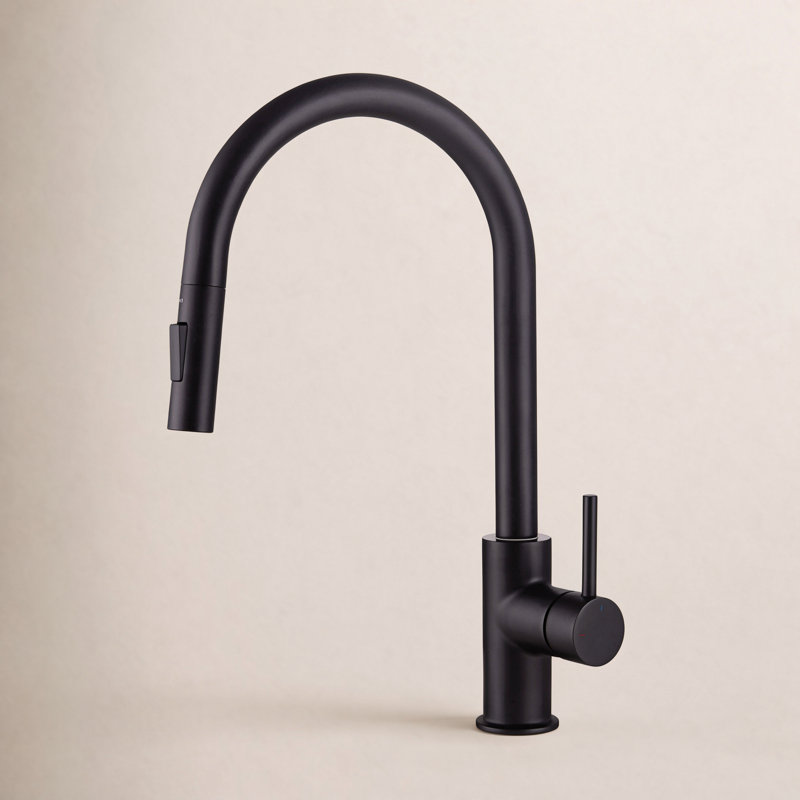 KIBI Circular Pull Down Kitchen Faucet, Matte Black