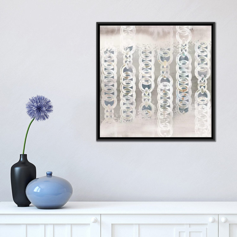 «Chainink I», impression sur toile, H 26 po x l 26 po x P 1,5 po, Toile encadrée noire, Pas de tapis