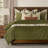 Pleated Velvet Olive Green Duvet Cover & Insert Set-73091765