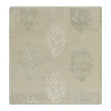 Rug & Kilim’S Block Print Square Rug With Beige And Green Floral Patterns